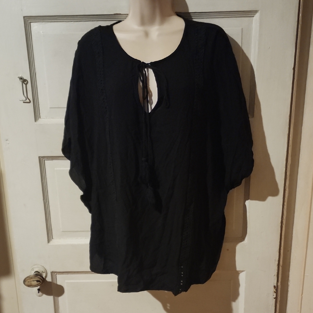 Simply Noelle Black Dolman Sleeve Top 1X